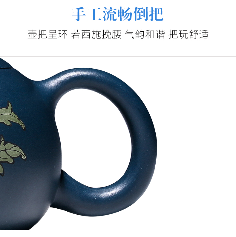 純手工紫砂壺，小巧琺瑯印花紫砂壺