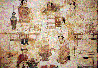 下八里村6號墓壁畫(huà)--茶作坊圖 [遼]
